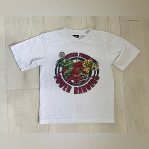 Power Rangers Kids White Vintage T-Shirt Size 4–5 Mystic Force White Tee.
